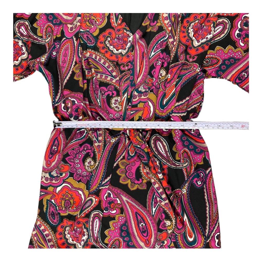 Trina Turk Birch Mini Dress S Women's 3/4 Sleeve Paisley Strech Elastic Waist - Picture 9 of 16